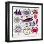 Nautical And Sea Symbols-Molesko Studio-Framed Art Print