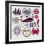 Nautical And Sea Symbols-Molesko Studio-Framed Art Print