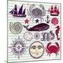 Nautical And Sea Symbols-Molesko Studio-Mounted Art Print