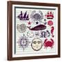 Nautical And Sea Symbols-Molesko Studio-Framed Art Print