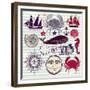 Nautical And Sea Symbols-Molesko Studio-Framed Premium Giclee Print