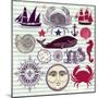 Nautical And Sea Symbols-Molesko Studio-Mounted Premium Giclee Print