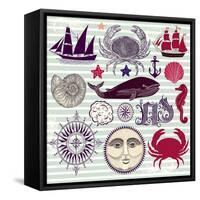Nautical And Sea Symbols-Molesko Studio-Framed Stretched Canvas