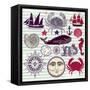 Nautical And Sea Symbols-Molesko Studio-Framed Stretched Canvas