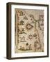 Nautical Chart of Northern Africa with Depiction of Animals and Wind Rose-Pietro Giovanni Prunus-Framed Giclee Print