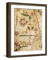 Nautical Chart of Northern Africa with Depiction of Animals-Pietro Giovanni Prunus-Framed Giclee Print