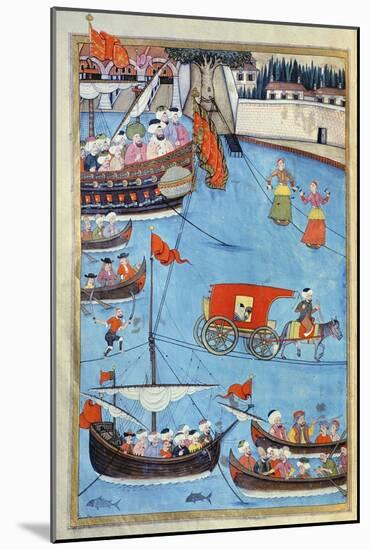 Nautical Festival before Sultan Ahmed III (1673-1736) from 'Surname' by Vehbi, C.1720-Levni-Mounted Giclee Print