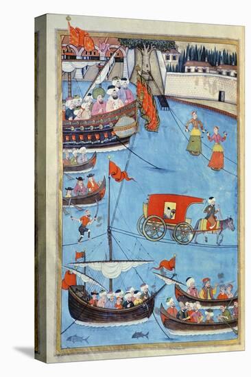 Nautical Festival before Sultan Ahmed III (1673-1736) from 'Surname' by Vehbi, C.1720-Levni-Stretched Canvas