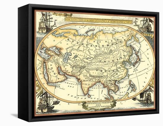 Nautical Map of Asia-Vision Studio-Framed Stretched Canvas