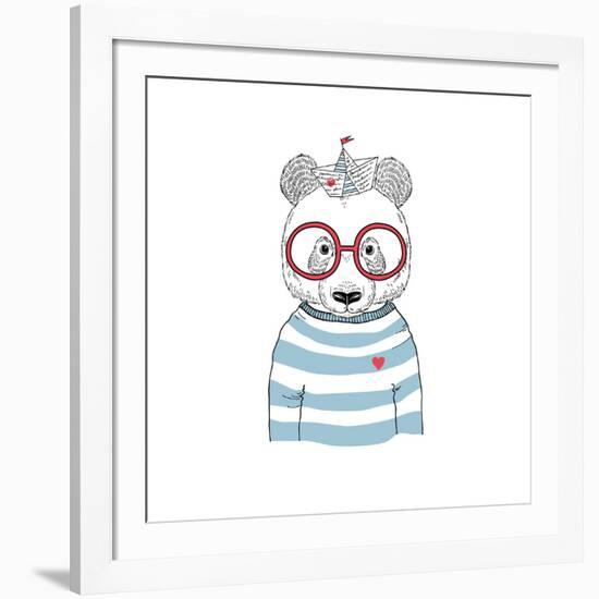 Nautical Panda Sailor-Olga_Angelloz-Framed Art Print