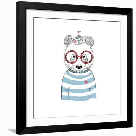 Nautical Panda Sailor-Olga_Angelloz-Framed Art Print