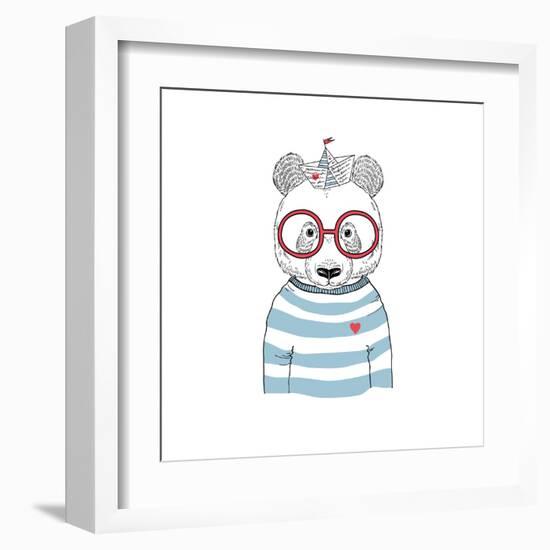 Nautical Panda Sailor-Olga_Angelloz-Framed Art Print