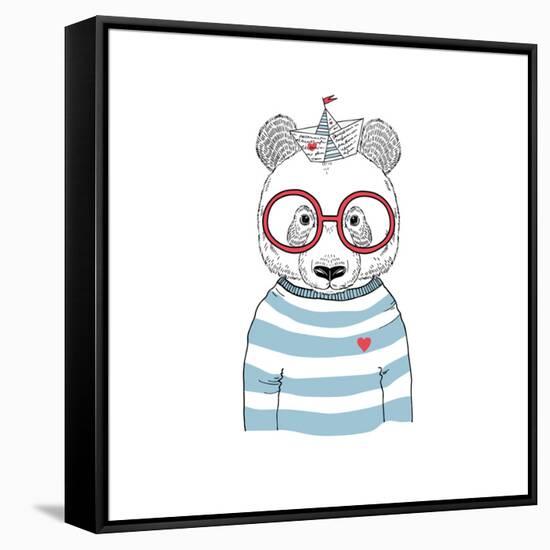 Nautical Panda Sailor-Olga_Angelloz-Framed Stretched Canvas