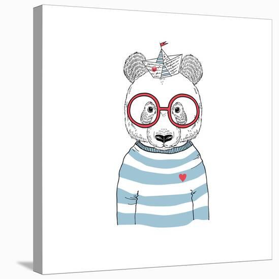 Nautical Panda Sailor-Olga_Angelloz-Stretched Canvas