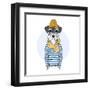 Nautical Schnauzer Dog Sailor-Olga_Angelloz-Framed Art Print