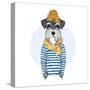 Nautical Schnauzer Dog Sailor-Olga_Angelloz-Stretched Canvas