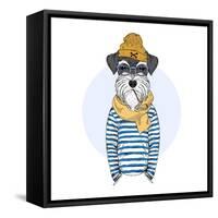 Nautical Schnauzer Dog Sailor-Olga_Angelloz-Framed Stretched Canvas