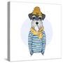 Nautical Schnauzer Dog Sailor-Olga_Angelloz-Stretched Canvas