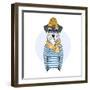 Nautical Schnauzer Dog Sailor-Olga_Angelloz-Framed Art Print