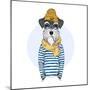 Nautical Schnauzer Dog Sailor-Olga_Angelloz-Mounted Art Print