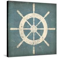 Nautical Shipwheel Blue-Ryan Fowler-Stretched Canvas