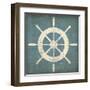 Nautical Shipwheel Blue-Ryan Fowler-Framed Art Print