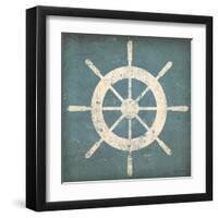 Nautical Shipwheel Blue-Ryan Fowler-Framed Art Print