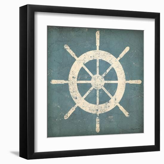 Nautical Shipwheel Blue-Ryan Fowler-Framed Art Print