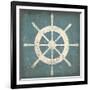 Nautical Shipwheel Blue-Ryan Fowler-Framed Art Print