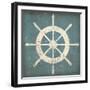 Nautical Shipwheel Blue-Ryan Fowler-Framed Art Print