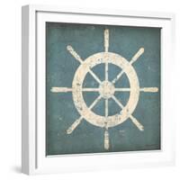 Nautical Shipwheel Blue-Ryan Fowler-Framed Art Print