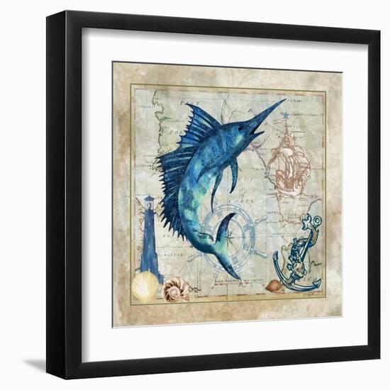 Nautical Swordfish-Jill Meyer-Framed Art Print