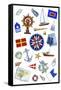 Nautical Theme Icons-Geraldine Aikman-Framed Stretched Canvas