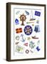 Nautical Theme Icons-Geraldine Aikman-Framed Giclee Print