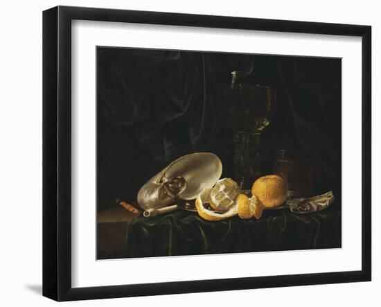 Nautilus Shell, a Roemer Beer Glass, an Orange and a Lemon on a Pewter Plate-Christiaen Luyckx-Framed Giclee Print