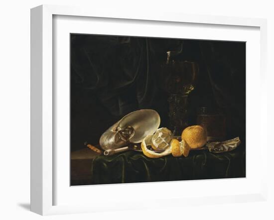 Nautilus Shell, a Roemer Beer Glass, an Orange and a Lemon on a Pewter Plate-Christiaen Luyckx-Framed Giclee Print