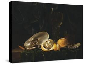 Nautilus Shell, a Roemer Beer Glass, an Orange and a Lemon on a Pewter Plate-Christiaen Luyckx-Stretched Canvas