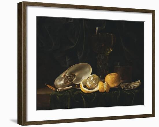 Nautilus Shell, a Roemer Beer Glass, an Orange and a Lemon on a Pewter Plate-Christiaen Luyckx-Framed Giclee Print