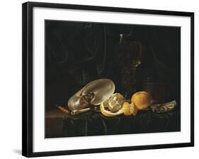 Nautilus Shell, a Roemer Beer Glass, an Orange and a Lemon on a Pewter Plate-Christiaen Luyckx-Framed Giclee Print