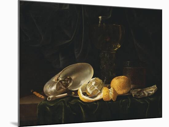 Nautilus Shell, a Roemer Beer Glass, an Orange and a Lemon on a Pewter Plate-Christiaen Luyckx-Mounted Giclee Print