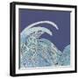NauWaves3    blue, seascape, wave, nautical-Robbin Rawlings-Framed Art Print