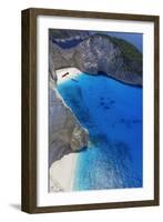 Navagio Beach and Shipwreck at Smugglers Cove on the Coast of Zakynthos-Sakis Papadopoulos-Framed Photographic Print