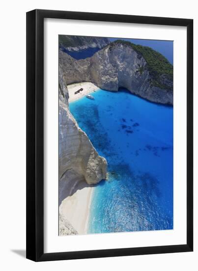 Navagio Beach and Shipwreck at Smugglers Cove on the Coast of Zakynthos-Sakis Papadopoulos-Framed Photographic Print