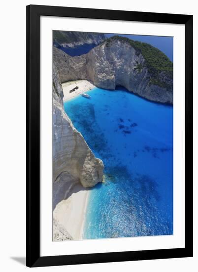 Navagio Beach and Shipwreck at Smugglers Cove on the Coast of Zakynthos-Sakis Papadopoulos-Framed Photographic Print