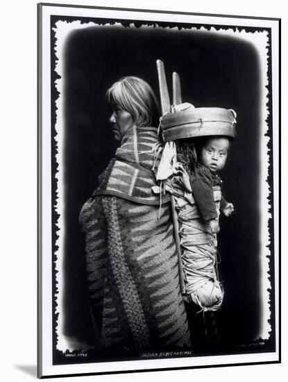 Navaho Woman Carrying a Papoose on Her Back, c.1914-William J. Carpenter-Mounted Giclee Print