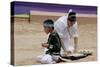 Navajo Blue Eagle Dancers Performing the Corn-Grinding Dance at the Gallup Intertribal Ceremonials,-null-Stretched Canvas