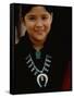 Navajo Child Modeling Turquoise Squash Blossom Necklace Made by Native Americans-null-Framed Stretched Canvas