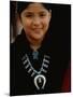 Navajo Child Modeling Turquoise Squash Blossom Necklace Made by Native Americans-null-Mounted Photographic Print