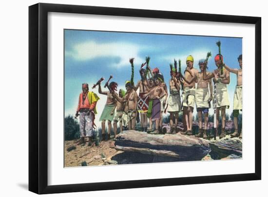 Navajo Fire Dancers-Lantern Press-Framed Art Print