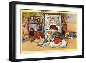 Navajo Indians Spinning Yarn for Rugs-null-Framed Art Print